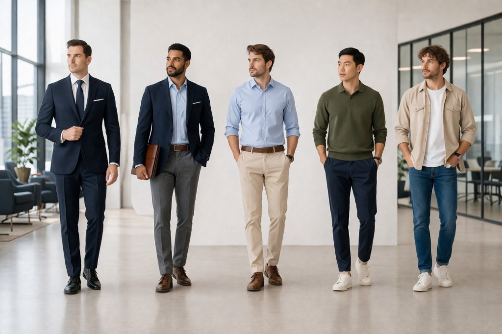 Modern office with confident professionals